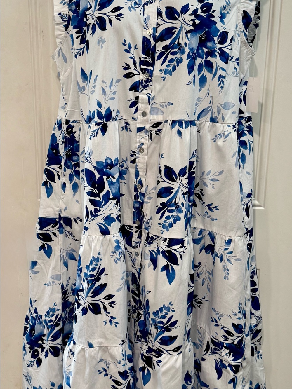STUNNING Ladies Plus Mexx Blue & White Floral Tiered Midi Dress! NWT✨